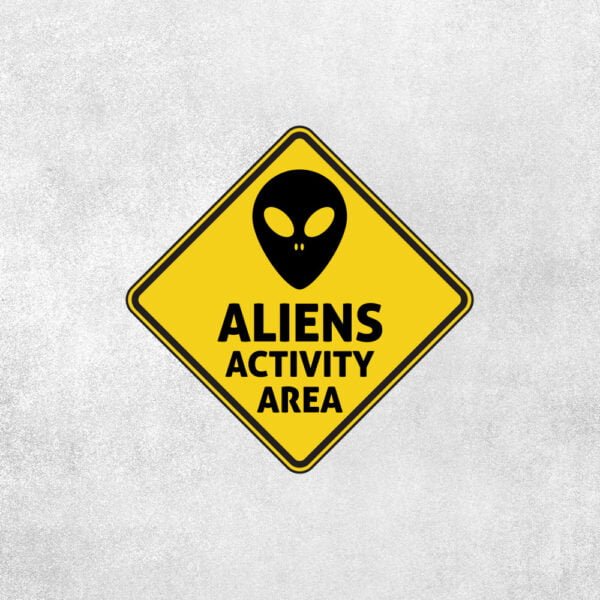 Placa Decorativa Área de Atividade Alien - Loja Nerd